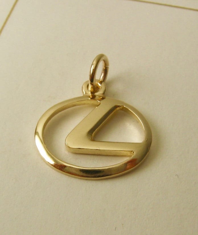 Genuine SOLID 9ct Yellow Gold LEXUS Sign Logo Car Motor Vehicle charm/pendant