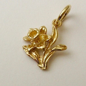 Genuine SOLID 9K 9ct YELLOW GOLD Daffodil Flower charm/pendant