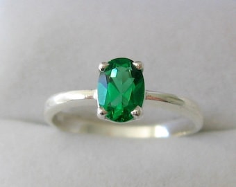 Jewelryonclick Genuine 4.5 Carat Emerald Silver Ring for Women Prong Setting Size 4,5,6,7,8,9,10,11,12,13 