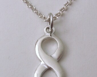 Genuine SOLID 925 STERLING SILVER Infinity Symbol Eternity Love Knot Pendant