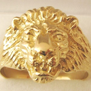Genuine 9K 9ct Solid Gold Mens LION HEAD RING Size T/10 to W/11.5