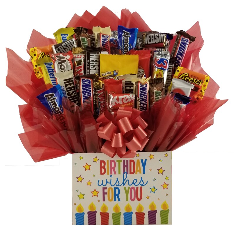 Chocolate Candy bouquet Happy Birthday Wishes Gift Box Etsy