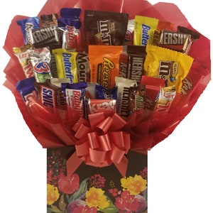 Chocolate Candy Bouquet gift box - Great as gift for Birthday, Mothers Day gift or for any occasion (Watercolor Garden Blooms Gift Box)