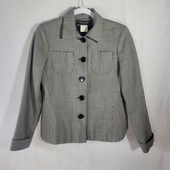Vintage Harve Benard Petite Houndstooth Wool Blazer Jacket Size 6P Dark Academia