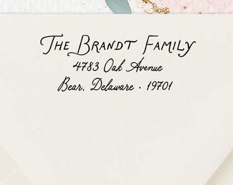 Personalized Return Address Stamp: Self Inking or Wooden Rubber Stamp, Family Housewarming Gift