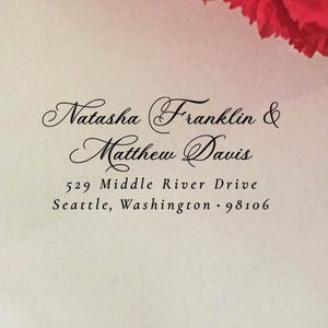 Romantic Formal Wedding Address Stamp with Two Full Names, Script Custom Return Address Stamp, Self-Inking or Wooden