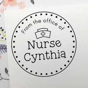 Custom School Nurse Stamp, From The Office of Nurse Stamp, Self Inking or Rubber Stamp, Personalized Name Stamp, School Nurse Gift
