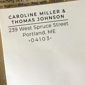 Couple Address Stamp with Two Full Names, Wedding Return Address Stamp, Custom Modern Self-Inking or Wooden Stamp