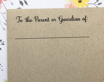 To The Parent or Guardian of Signature Stamp, Script Sign Here Stamp, Wooden Stamp