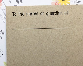 To The Parent or Guardian of Signature Stamp, School Sign Here Stamp, Wooden Stamp
