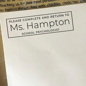 School Psychologist Complete and Return Stamp, Custom Stamp for Filling Out Forms, Personalized Gift, Wooden or Self Inking Stamp