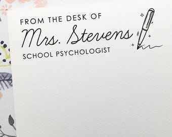 From The Desk of Stamp, Custom School Psychologist Stamp, Office Stamp with Name, Wooden or Self Inking Stamp - Any Title Can Be Used