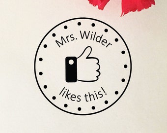 Personalized Teacher Thumbs Up Stamp: Custom Grading, Wooden or Self-Inking