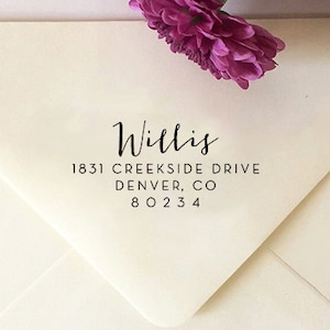 Return Address Stamp, Custom Address Stamp, Self-Inking Stamp, Calligraphy Stamp, Wooden Stamp, Rubber Stamp, Custom Stamp for Invitations
