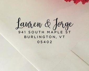 Custom Return Address Stamp, Self-Inking or Wooden for Wedding Invitations
