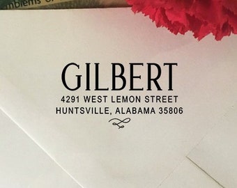 Return Address Stamp, Personalized Address Stamp, Self Inking Stamp, Wood Rubber Stamp, Elegant Stamp, Custom Address Stamp, Wedding Stamp