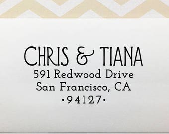 Custom Address Stamp, Personalized Wedding Return Address Stamp, Art Deco Gatsby Wedding, Self Inking Stamp, Eco Rubber Stamp, Newlywed Gift