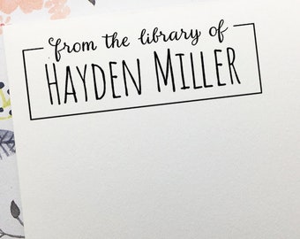 Personalized Library Stamp, Ex-Libris Stamp, Teacher Gift, Wooden or Self Inking