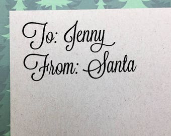 Personalized To From Stamp, Custom Santa Stamp, Christmas Gift Tag Stamp, Santa Tag Stamp, Rubber Stamp, Eco Friendly Wooden Stamp
