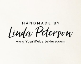 Personalized Handmade By Stamp, Etsy Shop Stamp, Custom Business Stamp, Website Stamp, Wooden or Self Inking Stamp, Artisan Crafter Stamp