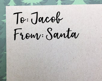 Personalized To From Stamp, Custom Santa Stamp, Christmas Gift Tag Stamp, Santa Tag Stamp, Rubber Stamp, Eco Friendly Wooden Stamp