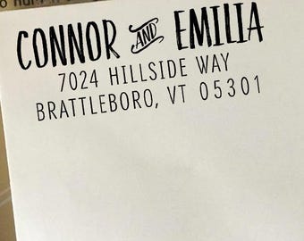 Custom Return Address Stamp, Personalized Newlywed Gift