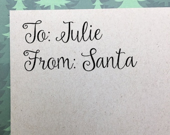 Personalized To From Stamp, Custom Santa Stamp, Christmas Gift Tag Stamp, Santa Tag Stamp, Rubber Stamp, Eco Friendly Wooden Stamp