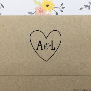 Heart with Initials Stamp, Personalized Wedding Stamp, Custom Wedding Favors Stamp, Wooden Stamp, Eco Friendly Rubber Stamp, Engagement Gift