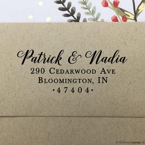 Return Address Stamp, Self Inking Return Address Stamp, Custom Wedding Stamp, Wooden Stamp, Rubber Stamp, Personalized Couples Names Stamp