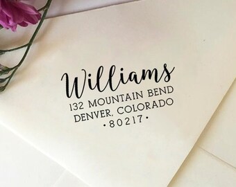 RETURN ADDRESS STAMP, Self Inking Return Address Stamp, Custom Family Stamp, Wooden Stamp, Eco Rubber Stamp, Personalized Wedding Stamp