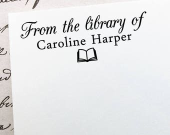 From The Library Of Stamp, Personalized Book Stamp, Custom Teacher Stamp, Ex-Libris Stamp,  Book Name Stamp, Wooden or Self Inking Stamp