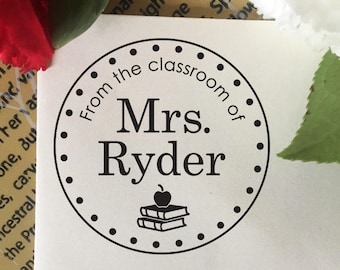 From The Classroom Of Stamp, Teacher Stamp, Book Stamp, Self Inking Stamp, Rubber Stamp, Custom Teacher Name Stamp Gift, Classroom Stamp