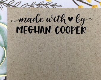 Personalized 'Made With Love By' Stamp, Custom Business Stamp