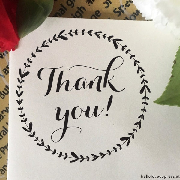 Thank You Stamp, Etsy Shop Stamp, Wedding Favors Stamp, Business Stamp, Gift Tag Stamp, Round Stamp, Self Inking or Wood Block Rubber Stamp