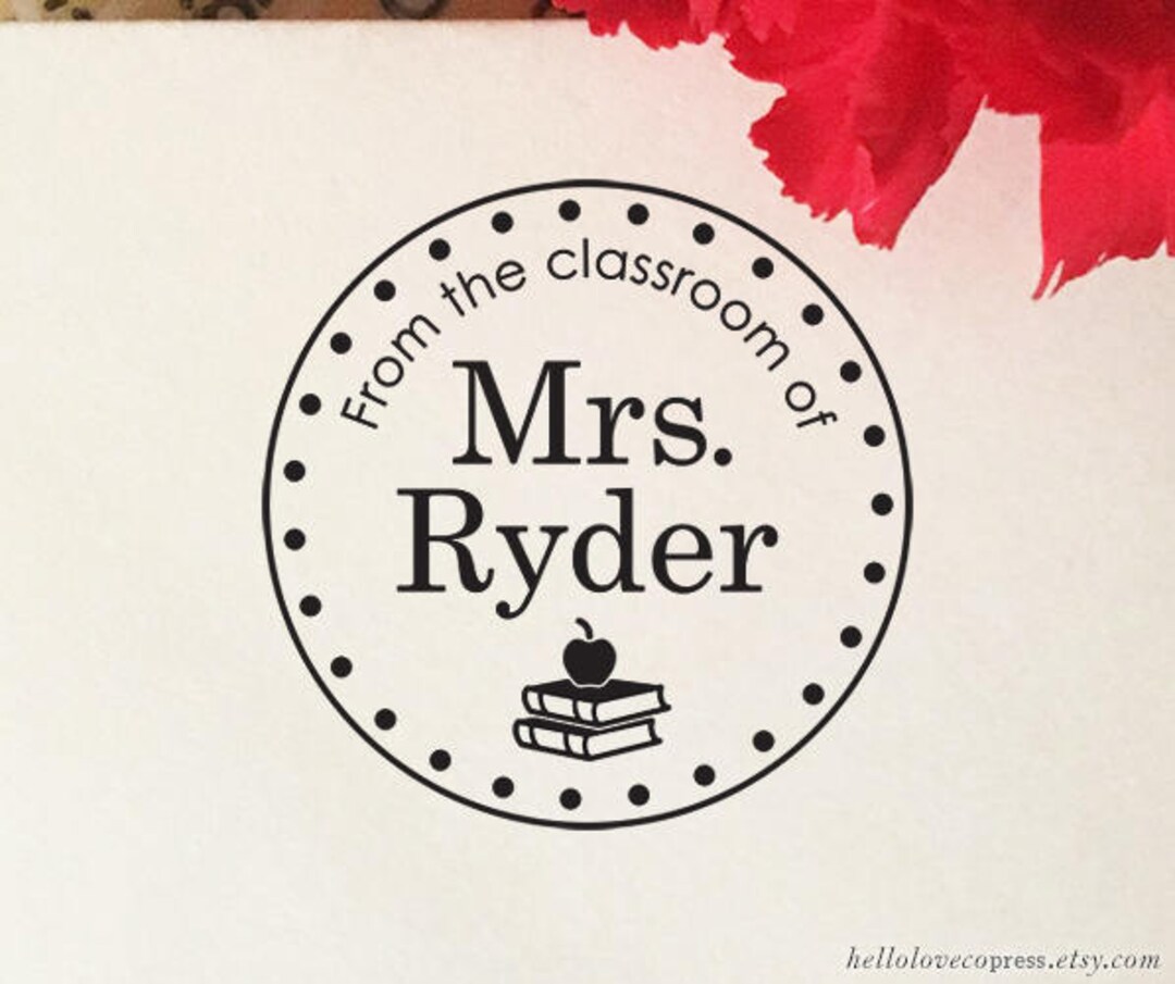 Personalized From the Classroom of Stamp With Apple and Books, Teacher ...