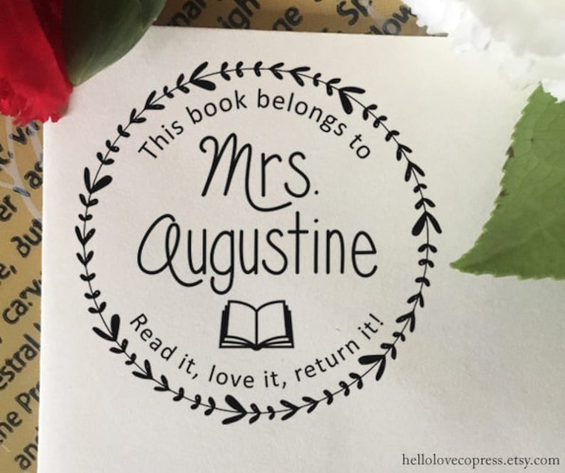 This Book Belongs To Stamp, Read it, Love it, Return it Stamp, Teacher Name Stamp, Wooden or Self Inking Stamp, Classroom Book Stamp Gift image 1