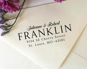 Custom Return Address Stamp, Self-Inking or Wood, Personalized Newlywed Gift