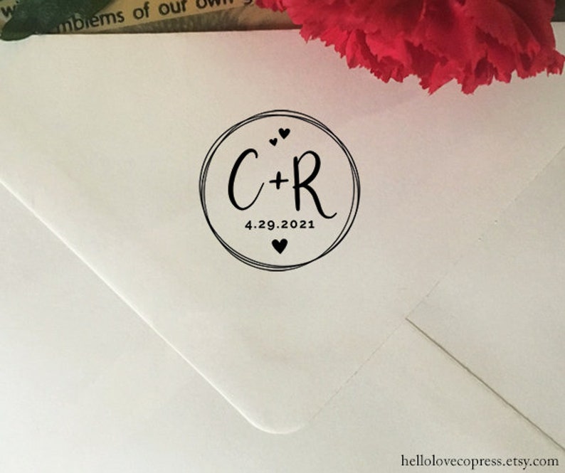 Personalized Initials Stamp Wedding Stamp Self Inking Wood Etsy