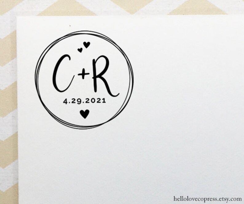 Personalized Initials Stamp Wedding Stamp Self Inking Wood Etsy