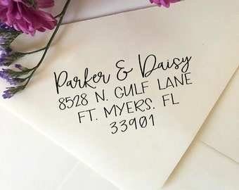 Custom Address Stamp, Wedding Return Address Stamp, Self Inking Stamp, Eco Rubber Stamp, Personalized Gift, Newlywed Gift