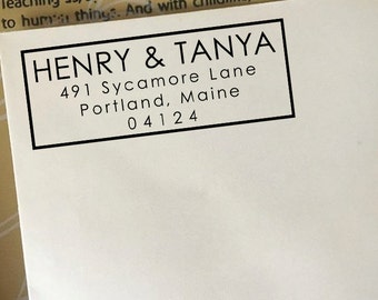 Return Address Stamp, Custom Address Stamp, Return Address Stamp Self Ink, Wooden Stamp, Personalized Wedding Address Stamp, Modern Stamp