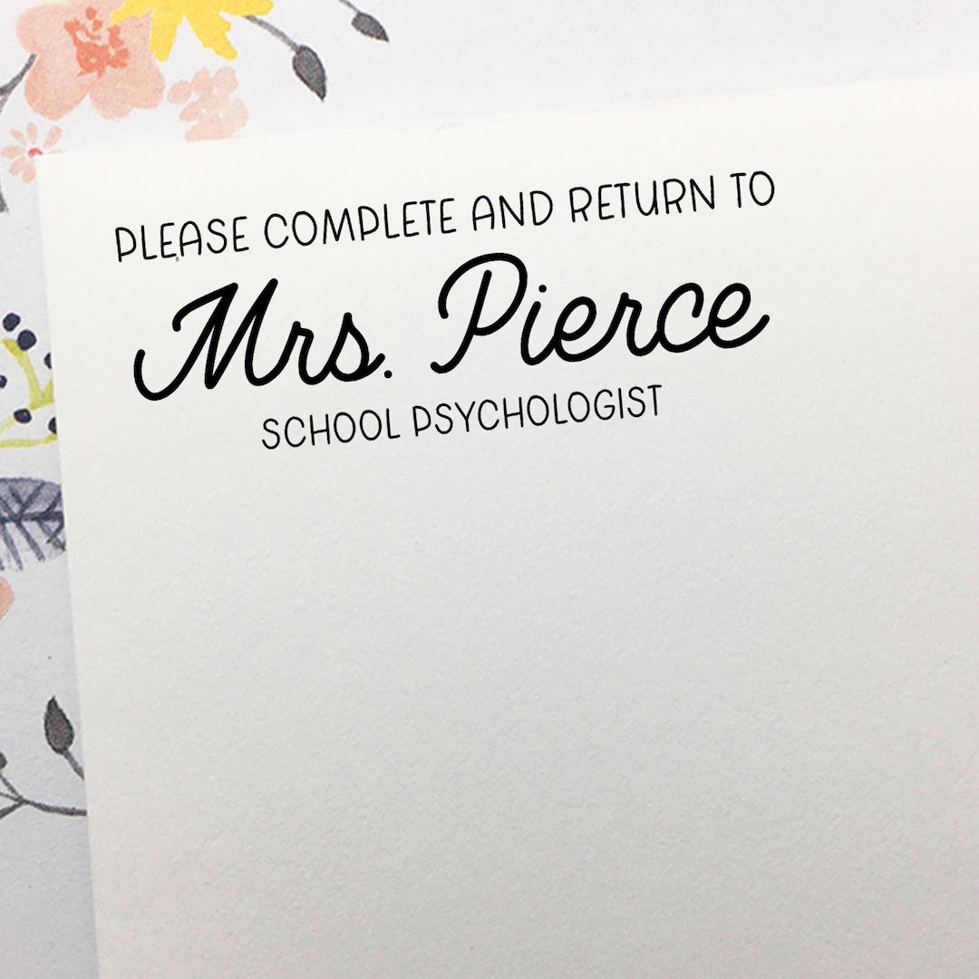 Personalized Complete and Return Stamp, School Psychologist Filling Out ...