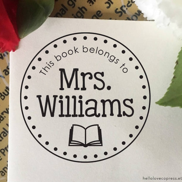 Personalized Library Stamp, This Book Belongs To, Teacher Librarian Stamp