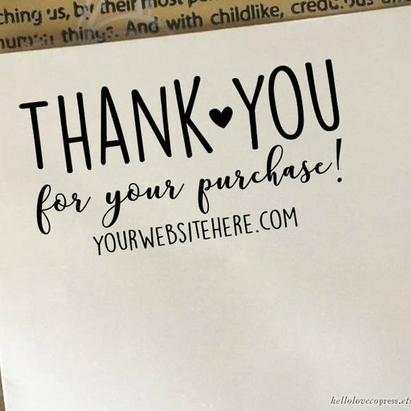 Thank You For Your Purchase Stamp, Etsy Shop Stamp with Website Address, Etsy Seller Stamp, Personalized Business Stamp, Wood or Self Inking