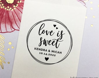 Personalized Stamp, Love is Sweet, Wedding Favor Stamp, Wooden or Self Inking