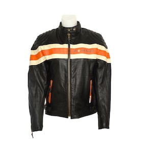 Vintage Vemma Leather Motorcycle Jacket: Black Biker Moto Jacket, Women&#39;s Medium