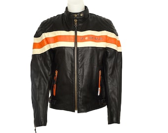 Vintage Vemma Leather Motorcycle Jacket: Black Biker Moto Jacket, Women's Medium