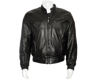 Vintage Firstgear Mens Medium 40R Black Leather Motorcycle Jacket Thermoliner Designed by Hein Gericke