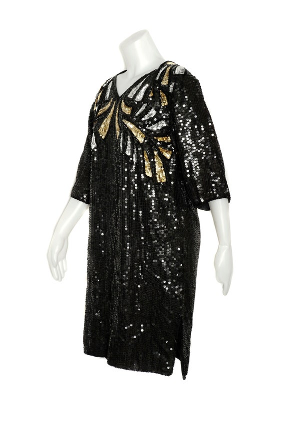 Vintage Retro 1960s Style Black Sequin Little Bla… - image 5