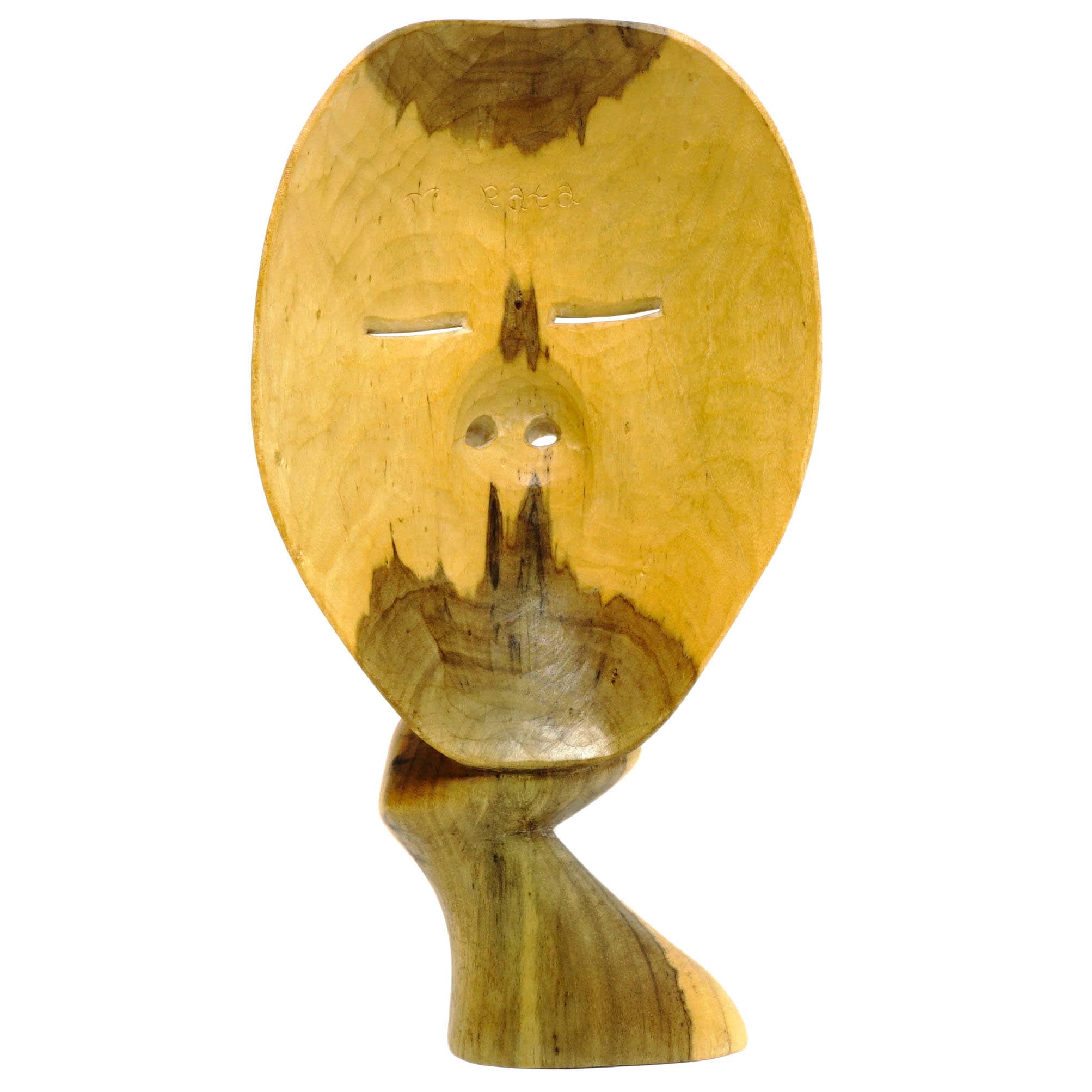 One of a Kind Wood Sculpture OOAK Zen Carved Wooden Figure Unusual Table Top Wood Carving of Man